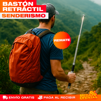 Bastón Retráctil de Senderismo y Seguridad con Rompevidrios