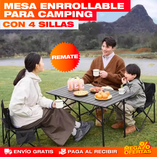 Mesa de Camping para 4 Puestos
