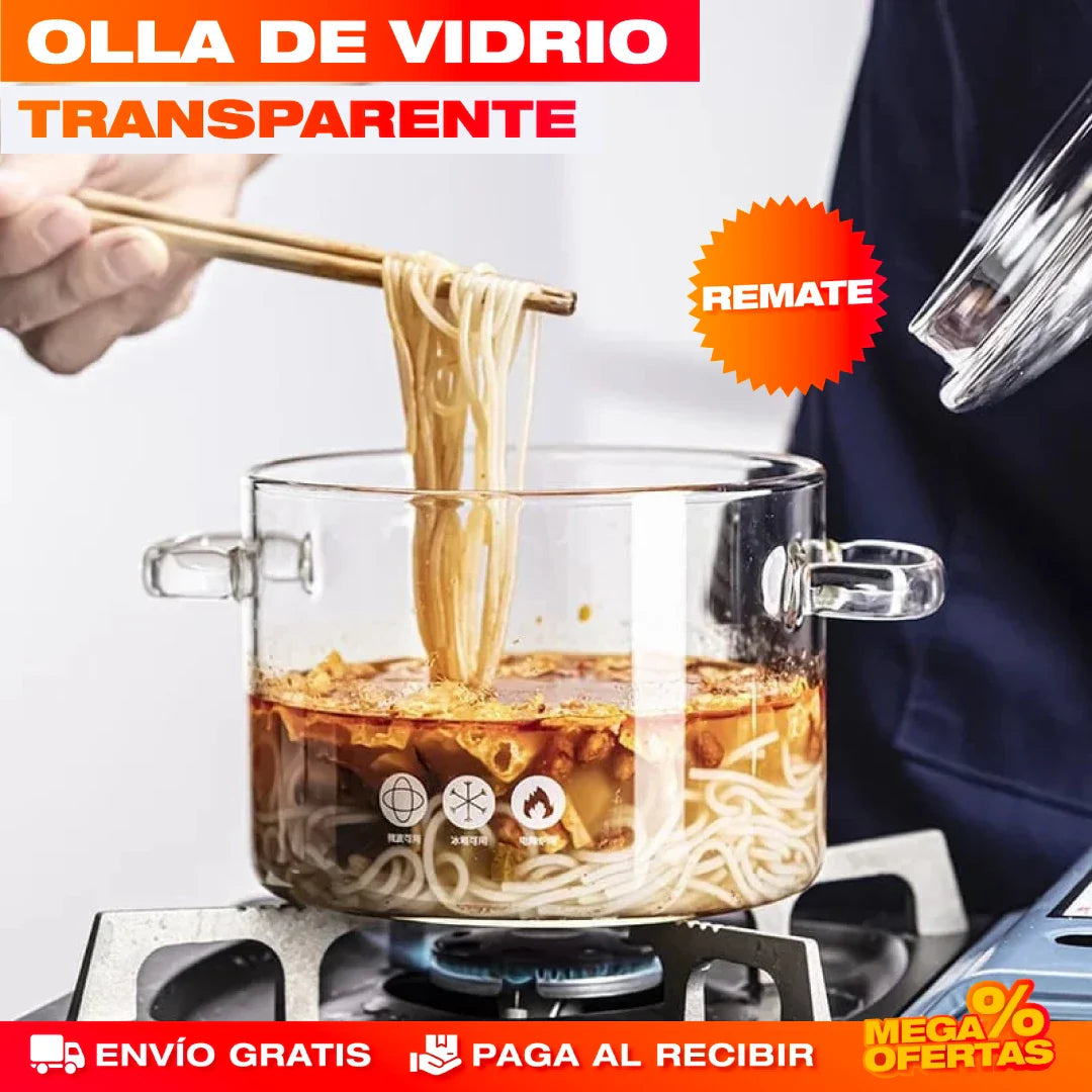 Olla de Vidrio Transparente – Envío Gratis