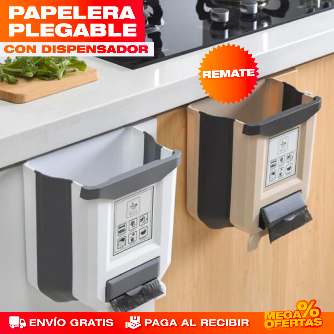Papelera Plegable Premium con Dispensador