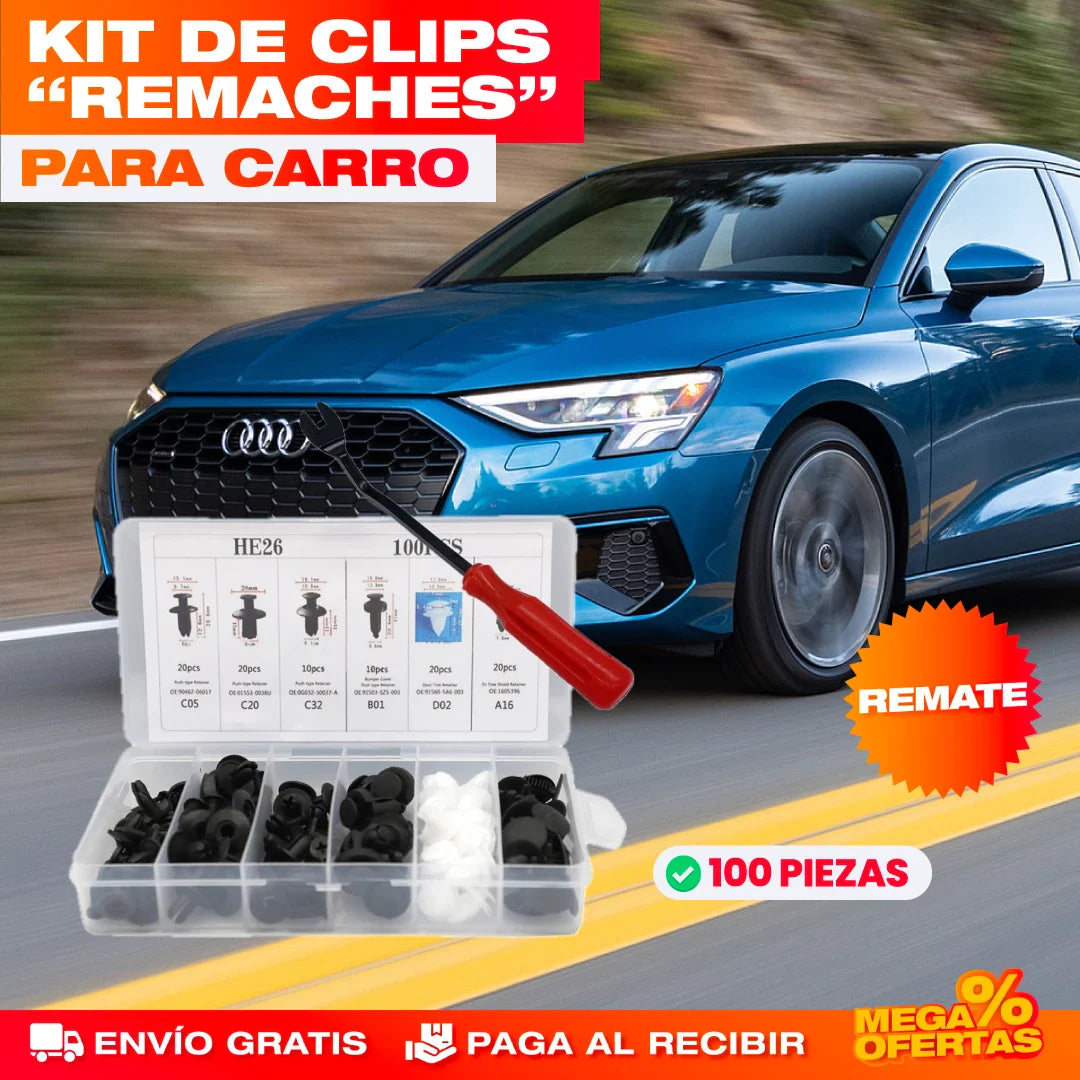 Clips Remaches para Carro – Kit x100 Piezas