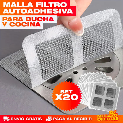 Malla Filtro Autoadhesiva para Ducha y Cocina – Set x20