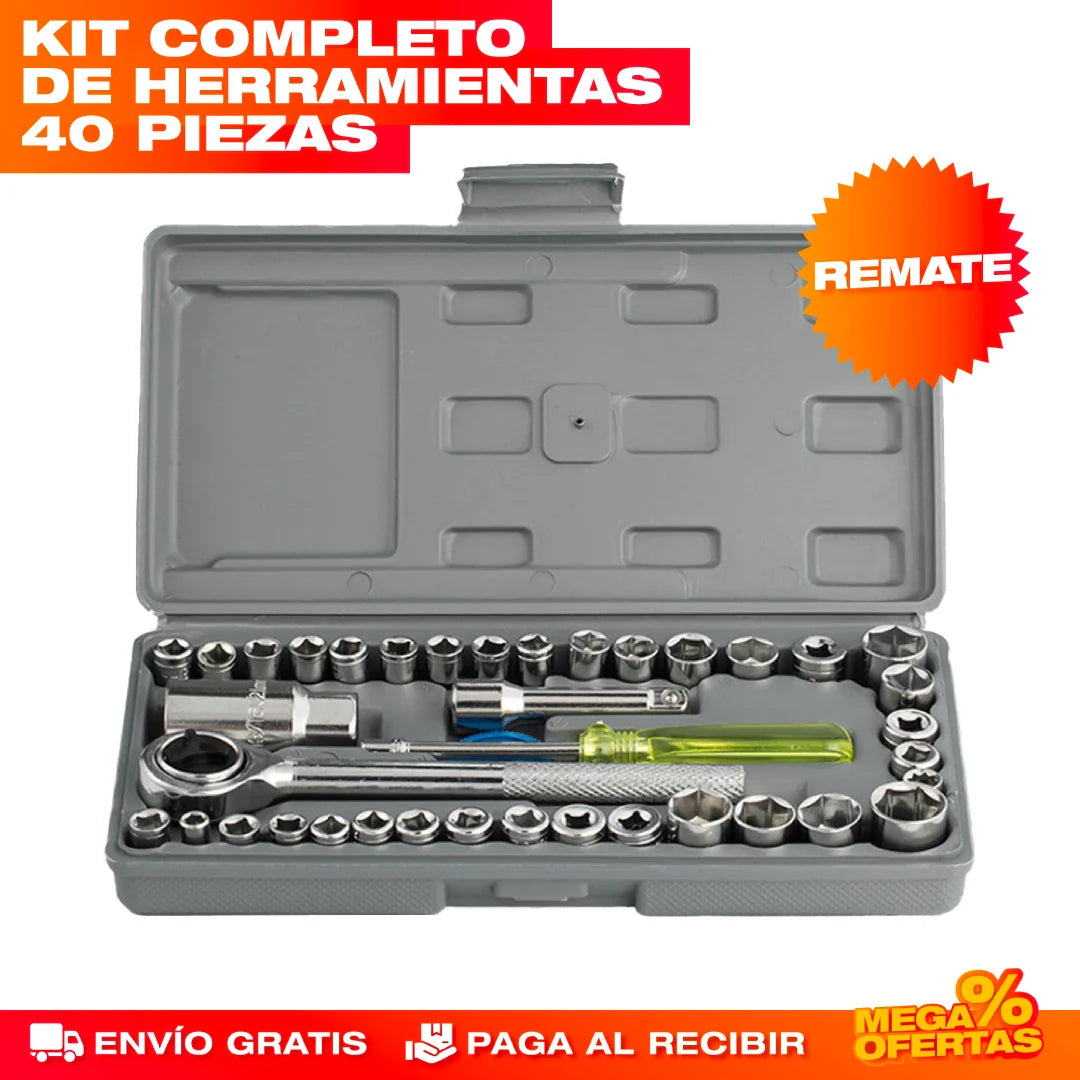 Set de Herramientas Llaves de Vaso y Copas – 40 Piezas