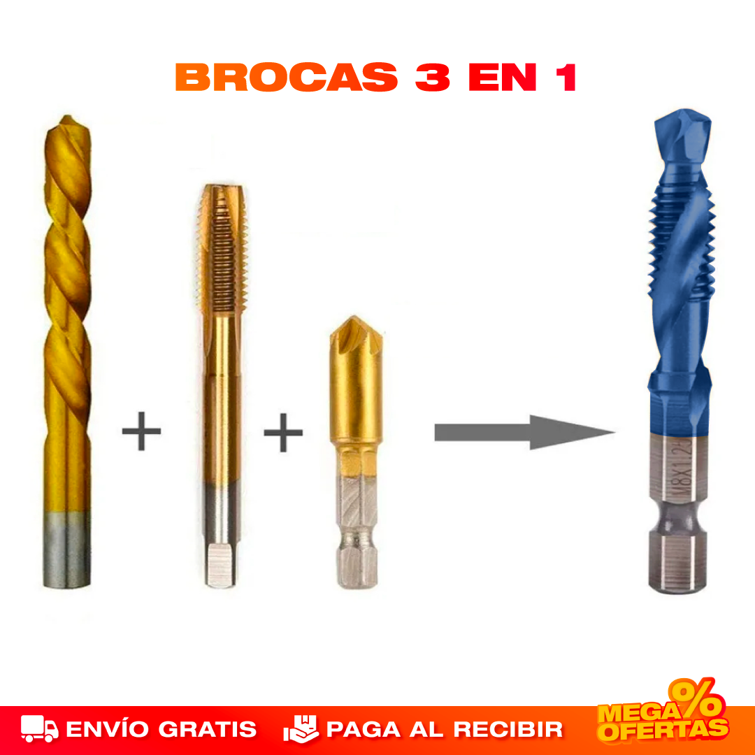Brocas de Titanio Profesionales 3 en 1 – Set 6 Piezas Promo 2x1
