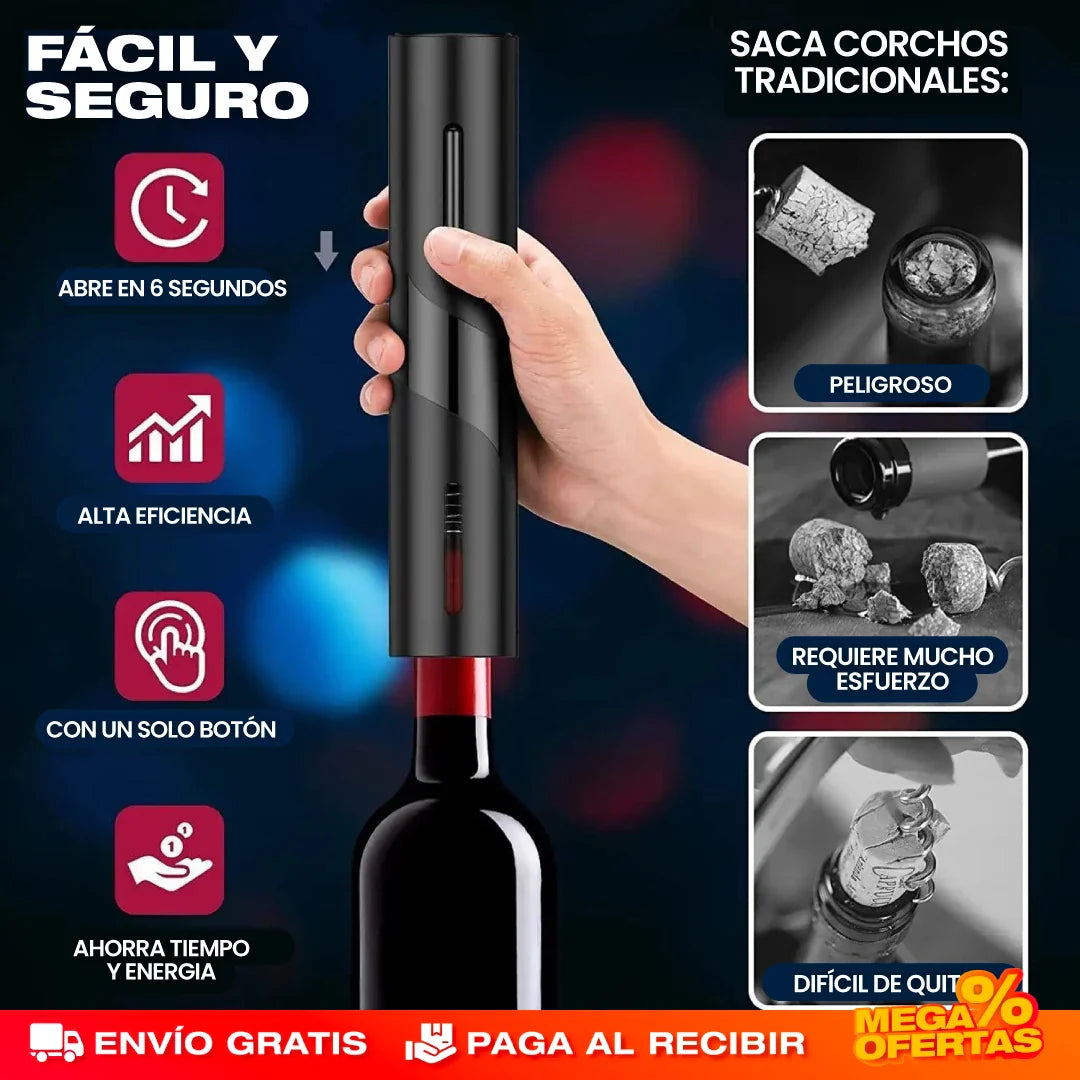 Sacacorchos Eléctrico Profesional 3 en 1