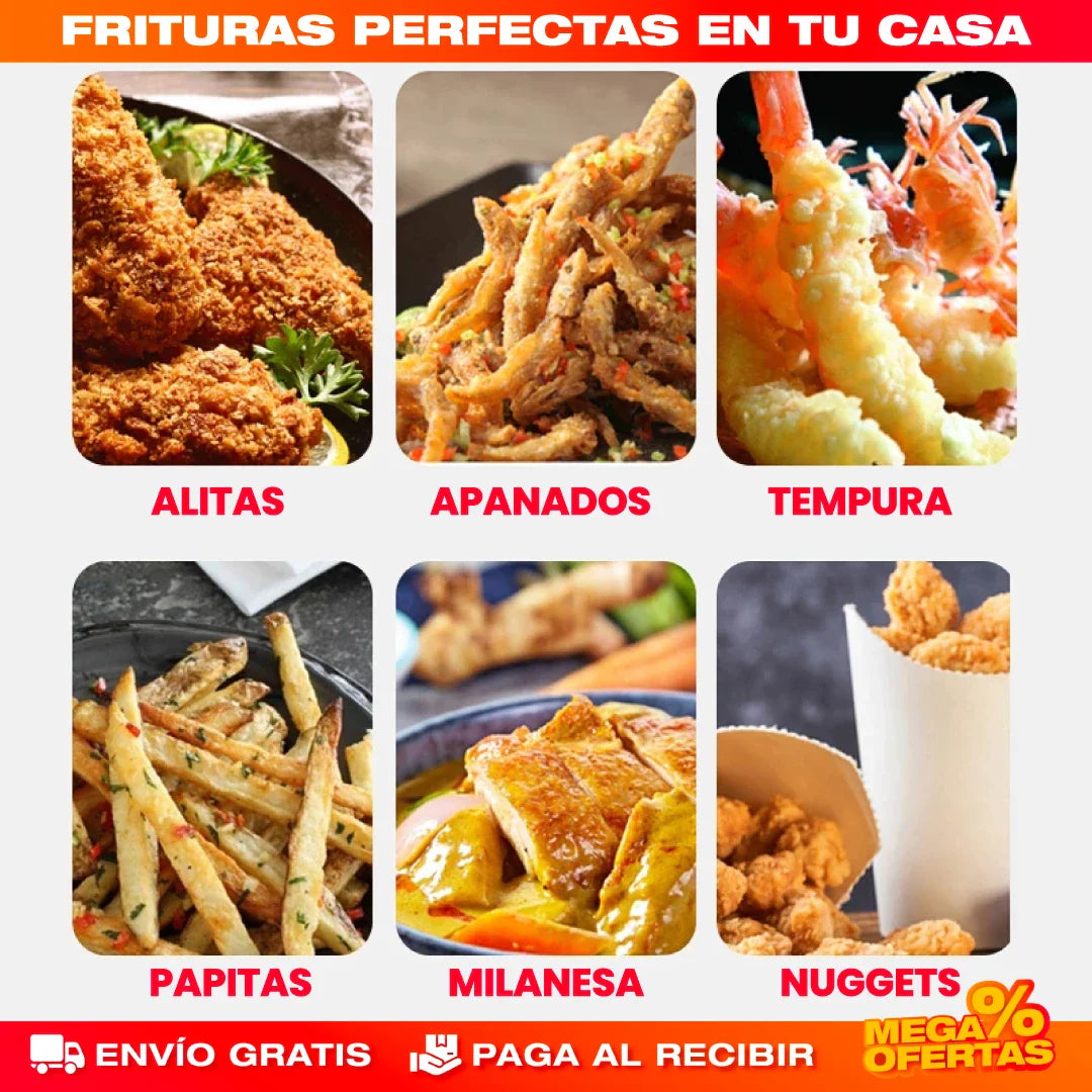 Olla Freidora con Termómetro de Acero Inoxidable