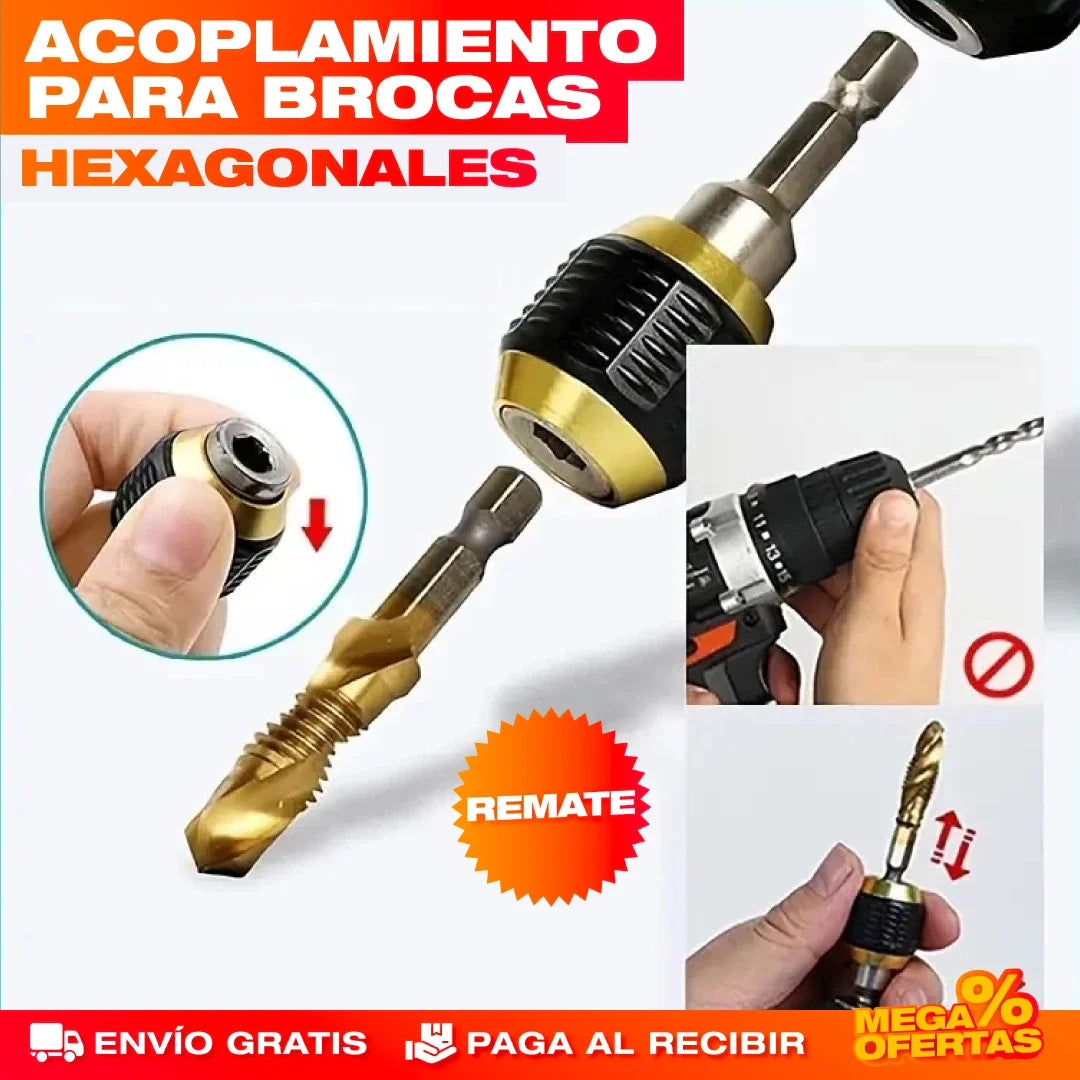 Acople Adaptador Hexagonal con Cambio Rápido para Brocas