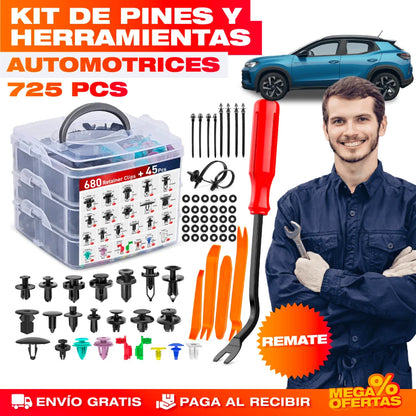 Kit Profesional de Pines y Herramientas Automotrices – 725 Piezas