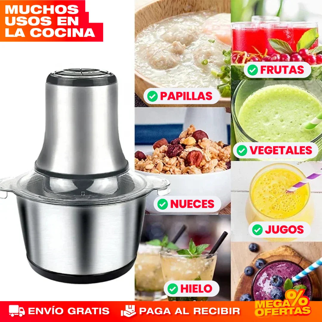 Molino Picador Eléctrico Acero Inoxidable 2 Litros – Tamaño Grande