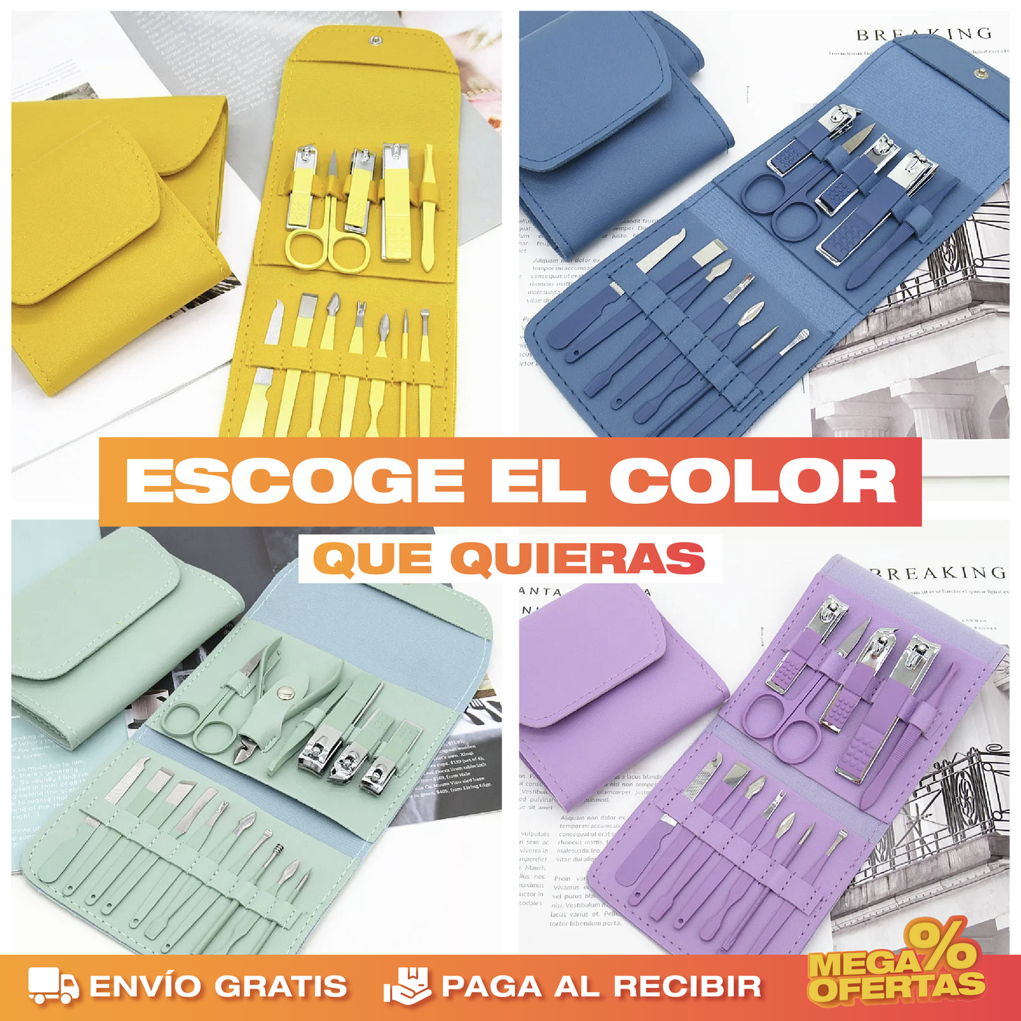 Set de Cortaúñas Profesional para Manicura y Pedicura – Promo 2x1