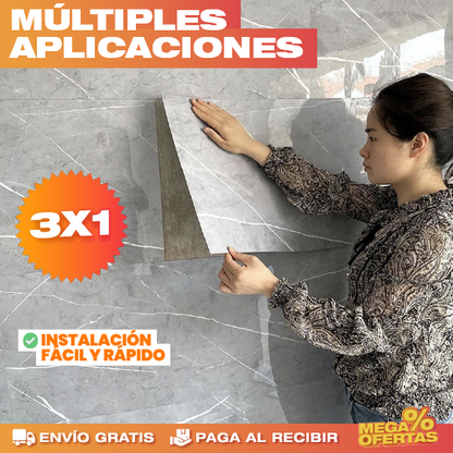Láminas PVC Mármol Adhesivas – Promo 3x1