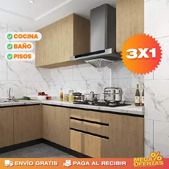 Láminas PVC Mármol Adhesivas – Promo 3x1
