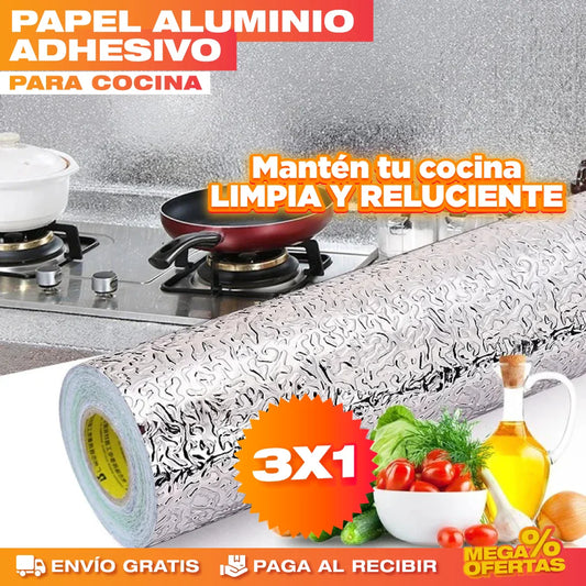 Papel Aluminio Adhesivo de Cocina – Promo 3x1