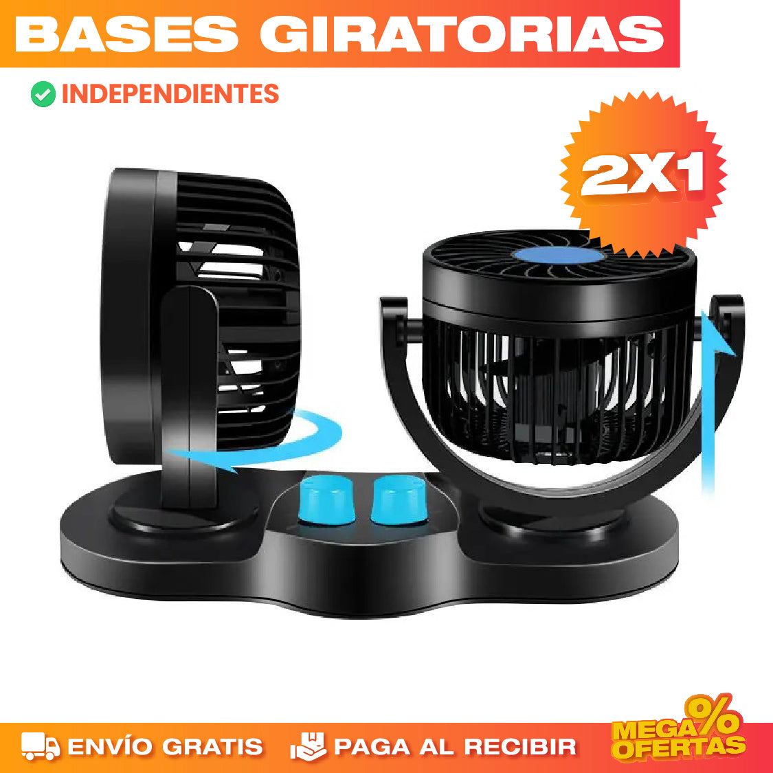 Ventilador de Doble Cabeza para Vehículo – Promo 2x1